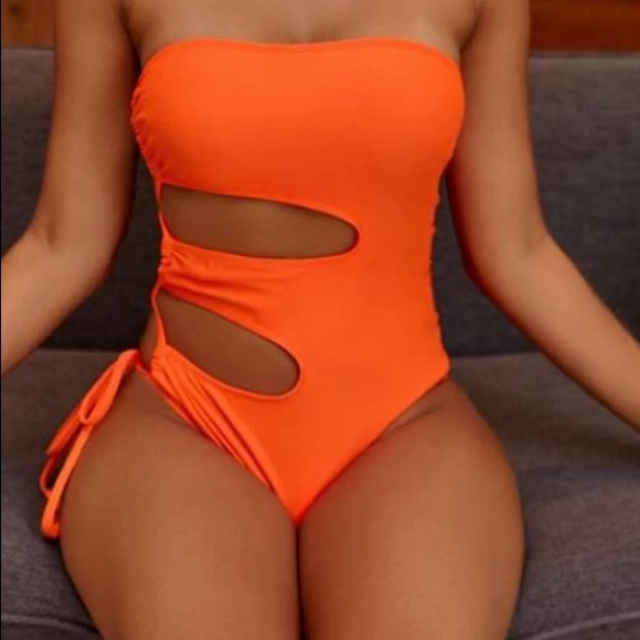 Other - Orange Cut Out Tie Side One Piece